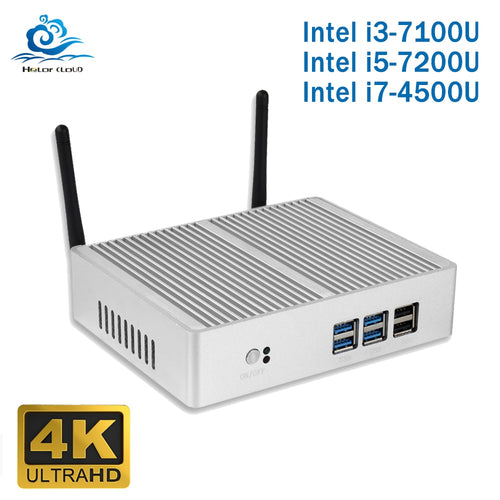 Cheapest Intel Core i5 7200U i3 7100U Fanless Mini PC Windows 10 Barebone Computer PC DDR3 2.40GHz 4K HTPC WiFi HDMI VGA USB